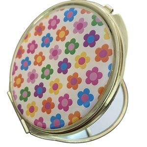 NEW Compact Magnifying Mirror Rainbow Floral Makeup Cosmetic Folding Portable